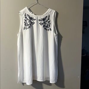 Cream Embroidered Blouse with Sleeveless Design